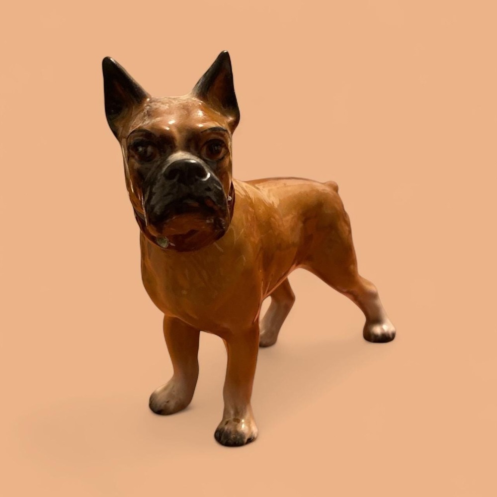 Vintage Boxer dog figurine Japan 5"